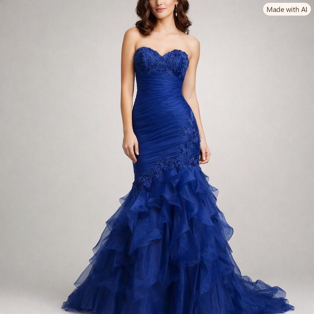 Jovani Mermaid Gown Royal Blue Prom Size 10